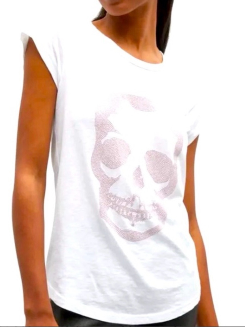 Zadig & Voltaire White Skinny Foil Skull Graphic Tee (NWT)